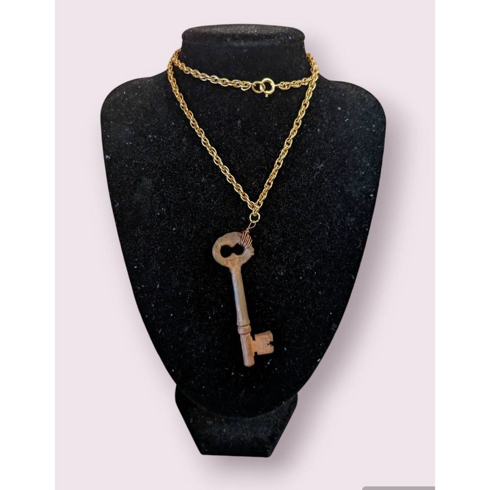 One of a Kind Steampunk Electroplated Antique Key Necklace Made by Rhiannon's El